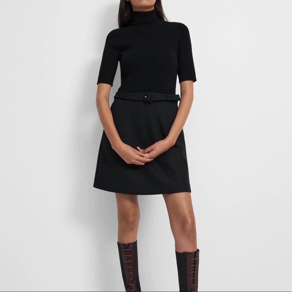 Theory Knit combo dress in black